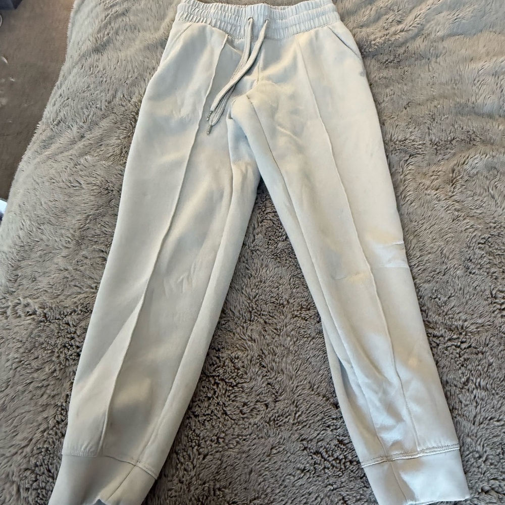 Apana Light Grey/off White Track Pants with Elastic Cuffs